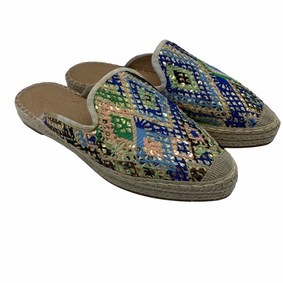Halogen Multicolor Sequins Espadrille Mules 7-1/2M - Picture 1 of 11